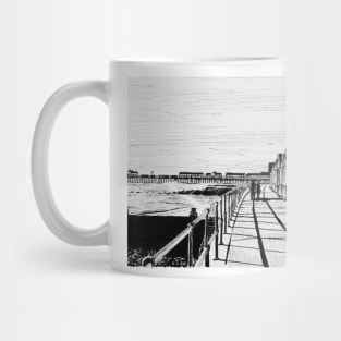 Southwold Beach Huts at Sunset Ink Sketch Mug